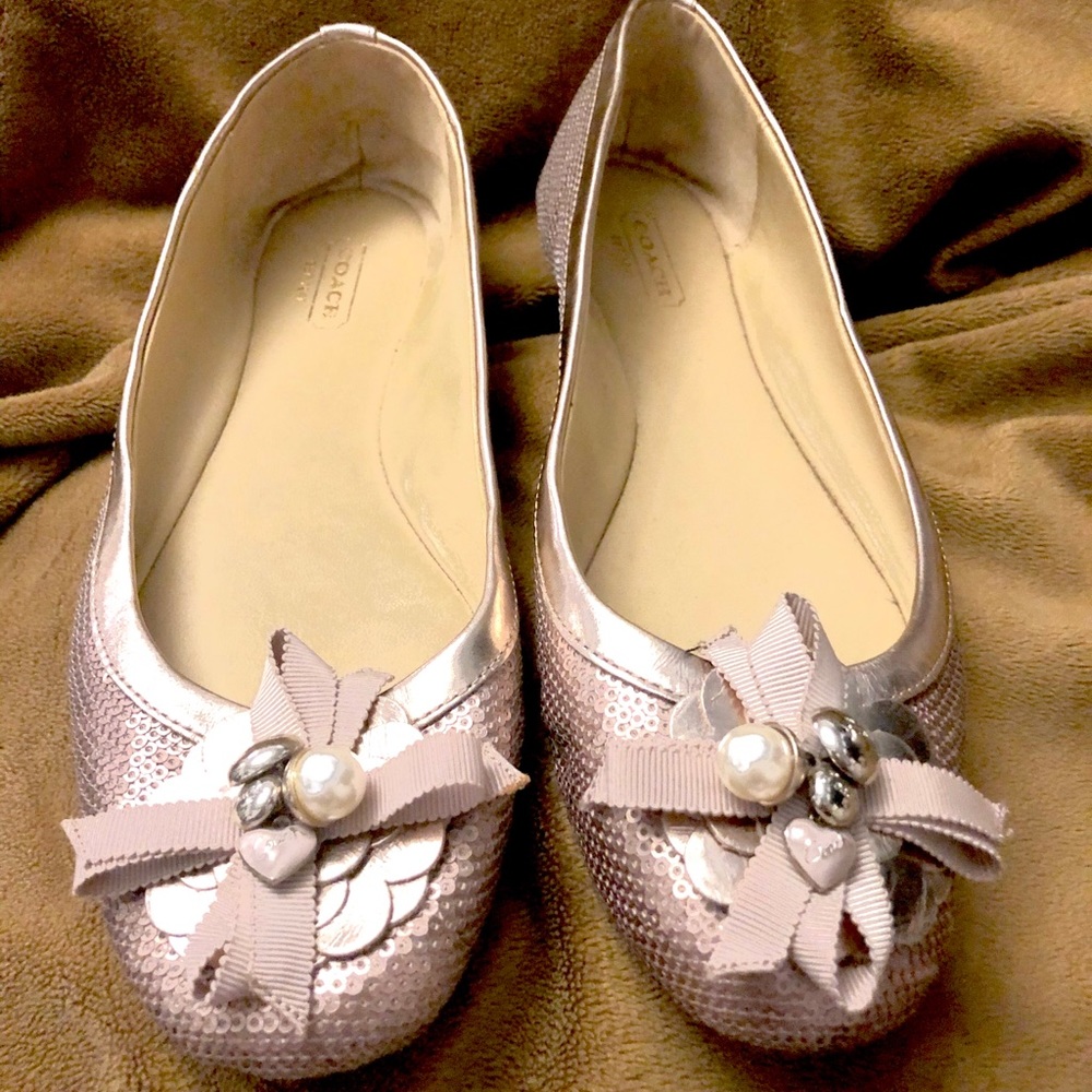 Coach Abigail Blush Pink sequin Flat